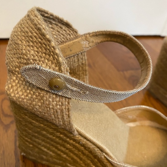 Castaner Spain wedge-heeled espadrilles gold rattan ankle strap Sandals  37 - Picture 5 of 11
